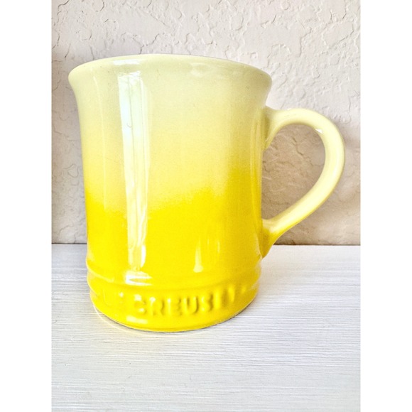 Le Creuset Other - Le Creuset Yellow Ombre Stoneware Coffee Mug 12oz Triple Ring Ceramic Cup